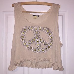Peace Sign Cropped Tank Top